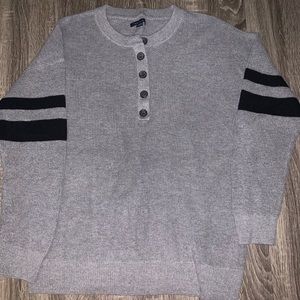 American Eagle Womens Large Henley Sweater Gray